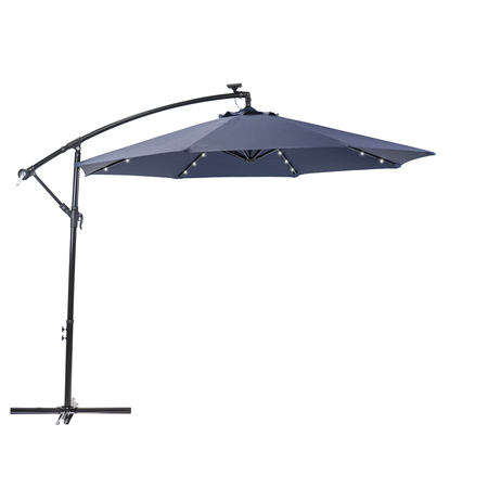 Sun-Ray 10 ft. Offset Aluminum Solar Umbrella - Cross Base - Navy 801046